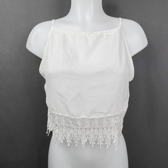 Staring at Stars Women Cami Top Small Off White Lace Y2K Coquette Romantic Sheer - Picture 1 of 11